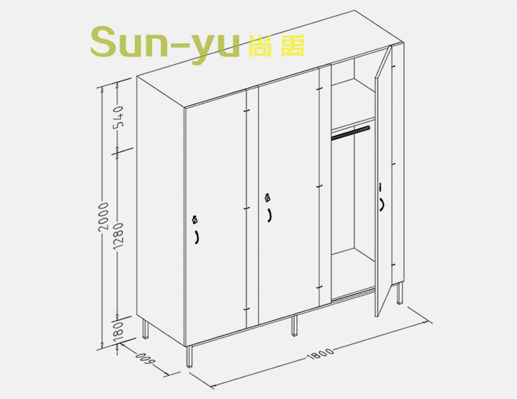 尚禹三門(mén)衣柜設計圖